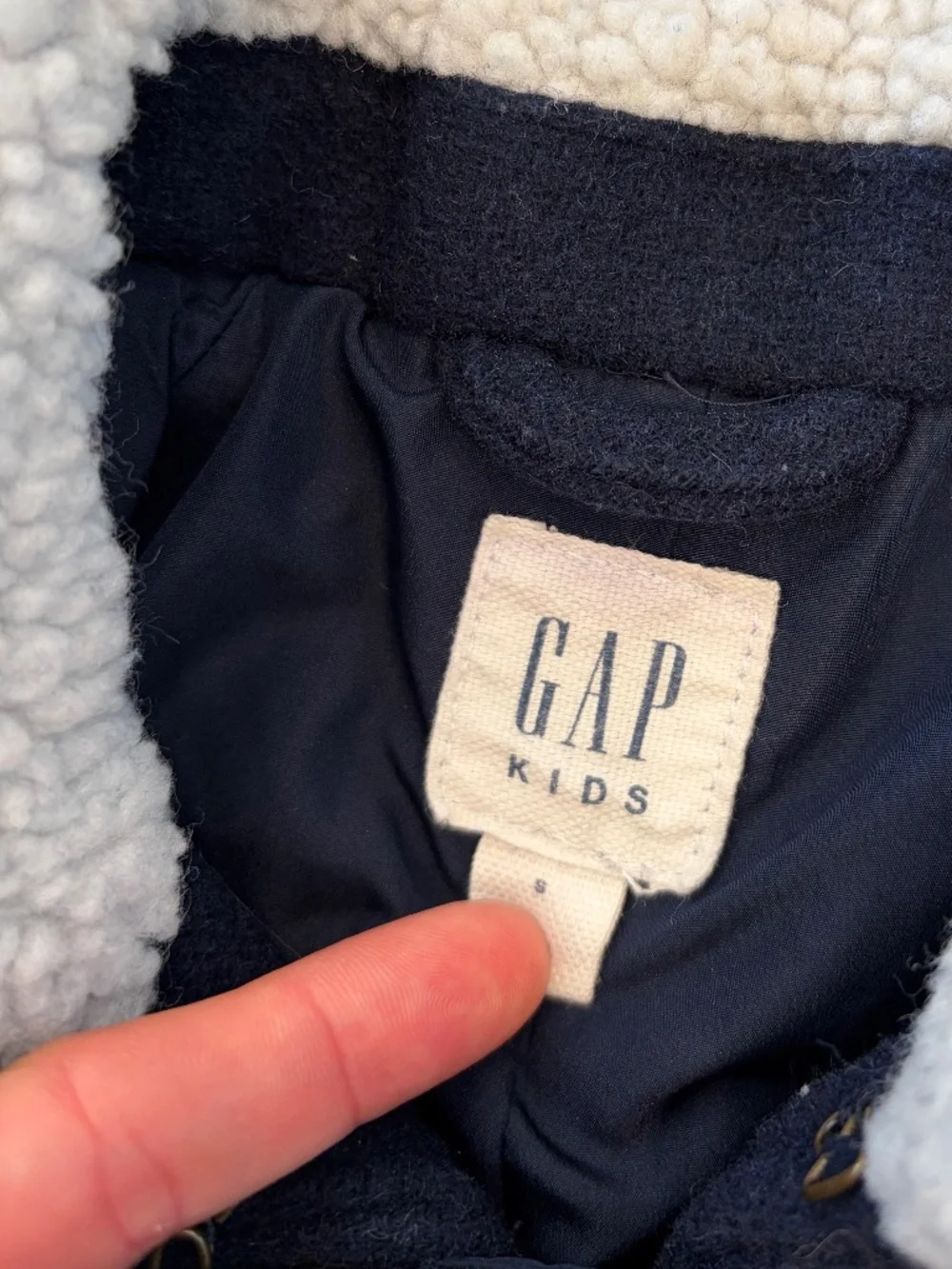Gap Kids Navy Cape Coat Sz S | Sherpa Collar | Gold Buttons |